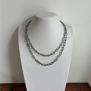 Layered Silver Chain Link Necklace